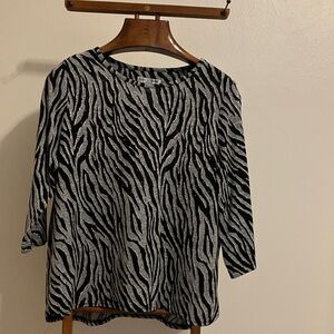 Rebecca Malone Zebra Print Top in Black and Gray